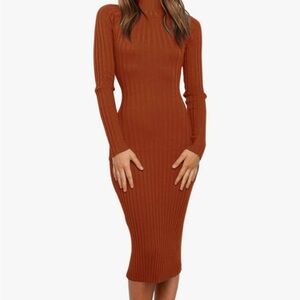 Long Sleeve Ribbed Knit Dress